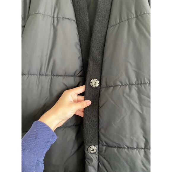 EILEEN FISHER Recycled Nylon with Boiled Wool Black Coat Size Small - Picture 5 of 11